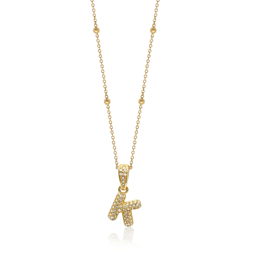 Collana con lettera a bolla – Iniziale in oro personalizzata